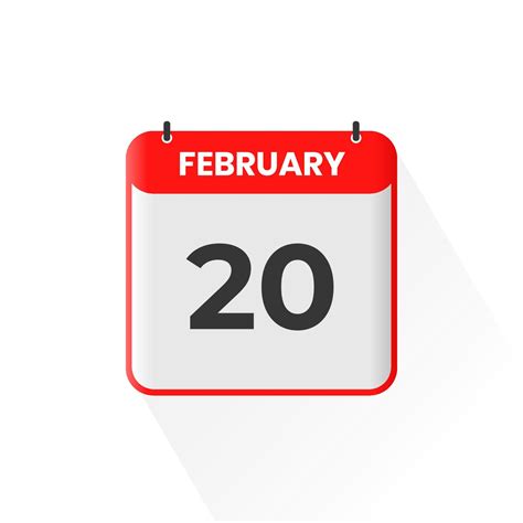 20th February calendar icon. February 20 calendar Date Month icon vector illustrator 12919814 ...