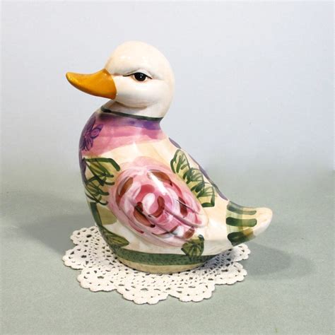 Ceramic Duck Figurine . Floral Duck Statue . Porcelain Duck - Etsy