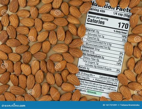 The Nutritional Facts of Almonds. Ingredient of Ketogenic Diet Stock Image - Image of brown ...