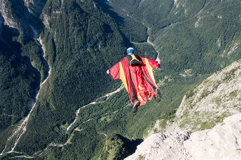 BASE jumper, Italy - Stock Image - F017/9269 - Science Photo Library