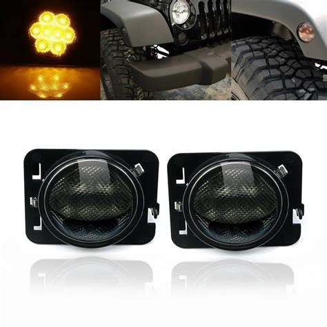 LED Side Maker Lights for Jeep Wrangler Amber Front Fender Flares ...