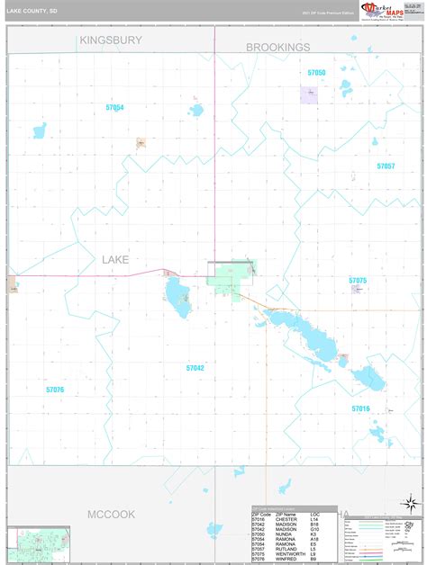 Lake County, SD Wall Map Premium Style by MarketMAPS