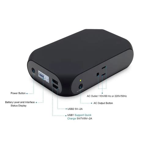 Laptop AC Power Bank High Capacity Portable with AC Outlet Portable Battery Pack For Travel 2USB ...