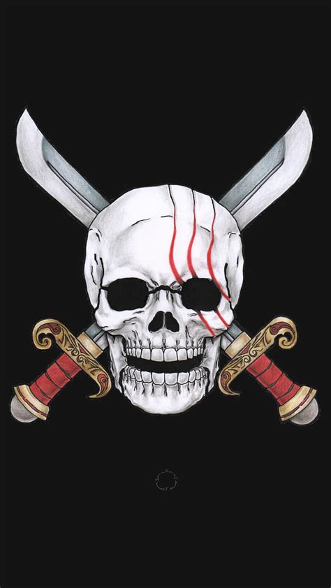 I drew the Jolly Roger of Shanks' Red Hair Pirates & the Roger Pirates! HD phone wallpaper | Pxfuel