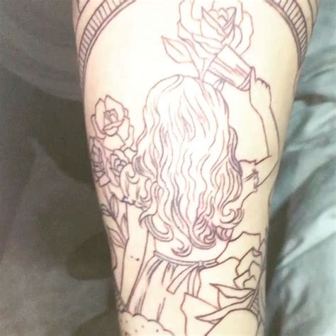 "Through the looking glass" inspired tattoo sleeve. Outline only.... More to come | Sleeve ...