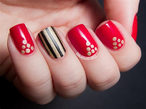 Glossy Red and Satin Stripes - OPI Gwen Stefani Nail Art | Chalkboard ...