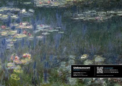 Monet Waterlilies Green Reflections Mural | Wallsauce US