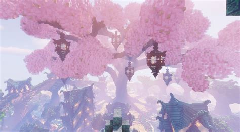 Big sakura tree in middle of fantasy town: Minecraft | Minecraft wallpaper, Minecraft images ...