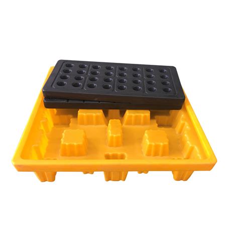 Yellow Plastic Spill Pallets For Totes Chemical Ibc Tote Spill Containment