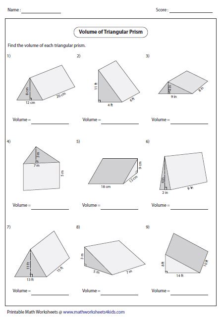 Volume Worksheets | Volume worksheets, 7th grade math worksheets, Area ...