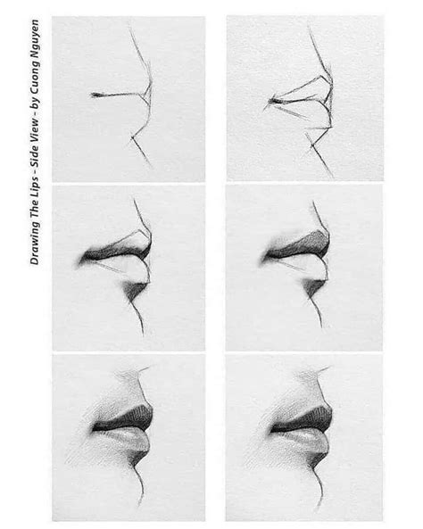 How to Draw Realistic Lips - Side View