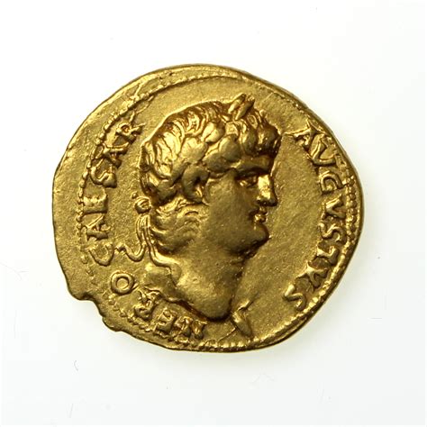 Nero Gold Aureus Struck 65-66AD in Rome - Reverse showing the temple of ...