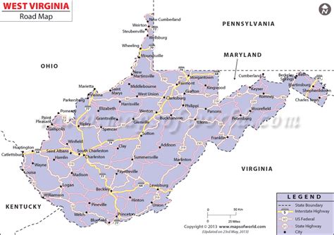 West Virginia Road Map