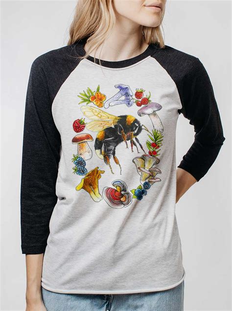 Bee - Multicolor on Heather White and Black Triblend Womens Raglan ...