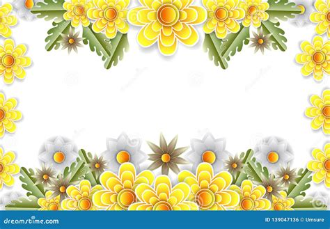 Yellow Flower Frame ,border Stock Vector - Illustration of beauty, frame: 139047136