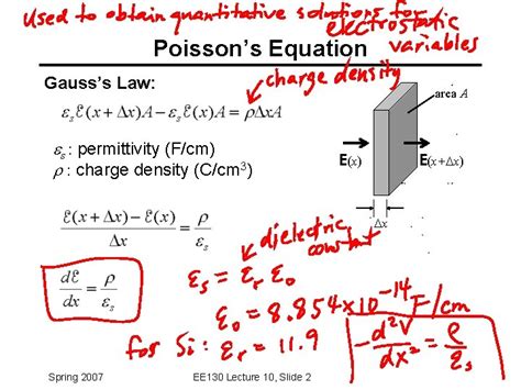 Lecture 10 OUTLINE Poissons Equation Work function MetalSemiconductor