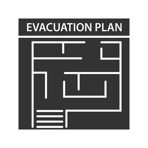 Evacuation plan glyph icon. Fire escape plan. Silhouette symbol ...