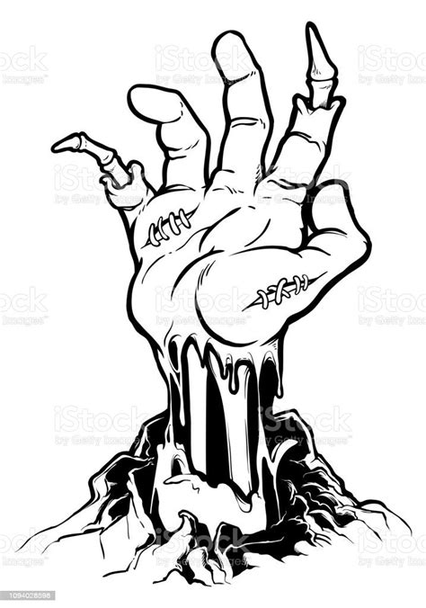 Severed zombie hand. Vector clip art. Halloween illustration. All in ...