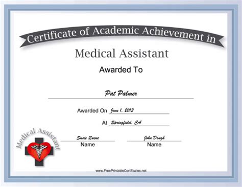 Physician aides can use this free, printable certificate of academic ...