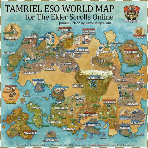 Tamriel Map, ESO World Map 2021, The Elder Scrolls Online (ESO) Maps & Walkthrough. | Elder ...