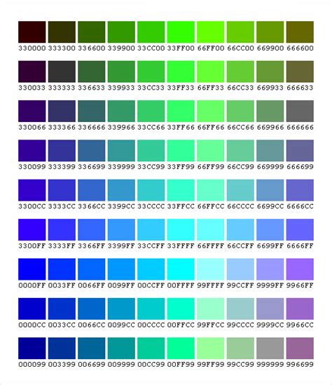 FREE 5+ Sample CSS Color Chart Templates in PDF | MS Word