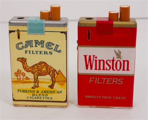 Vintage Lighters Cigarette Pack Novelty Camel Winston 2 packs