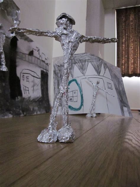 Balfron ArtWorks: Tin foil sculptures and backgrounds