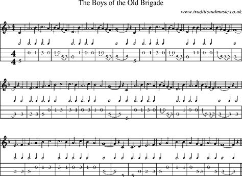 Mandolin Tab and Sheet Music for song:The Boys Of The Old Brigade