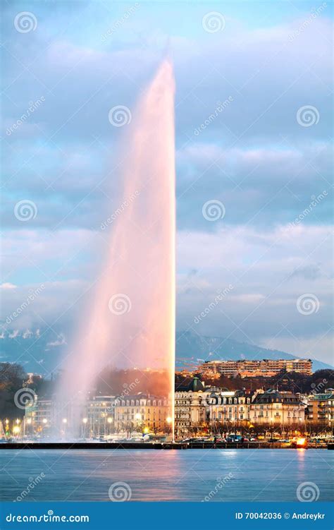 Geneva Water Fountain (Jet D Eau) Editorial Photo - Image of europe ...