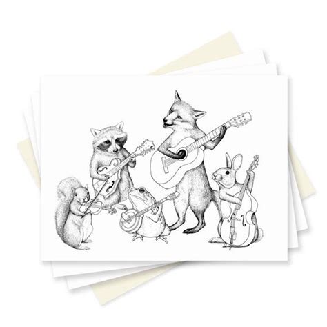 Bluegrass Animal Band Notecards. Boxed Set Woodland Stationery. Cute Note Cards. Unique Animal ...