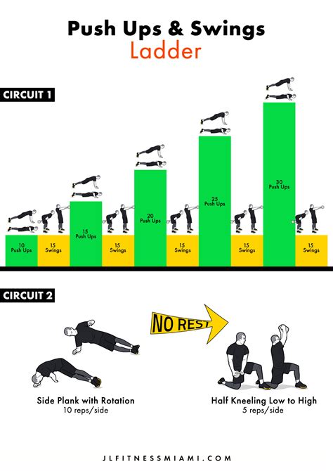 Push Up & Kettlebell Swing Ladder Workout - JLFITNESSMIAMI- Easy to ...