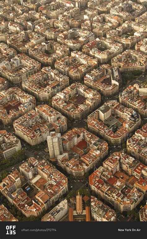 Aerial view of Barcelona, Spain stock photo - OFFSET