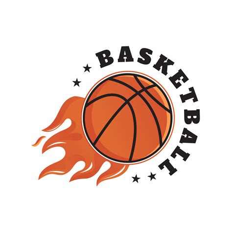 Tournament basketball logo design symbol on fire, American Basketball, basketball club, emblem ...