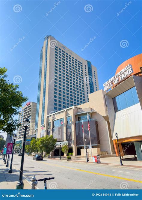 College Football Hall of Fame Atlanta Georgia and Omni Hotel Editorial Stock Photo - Image of ...