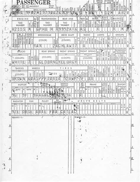 Vehicle build sheet by vin ford