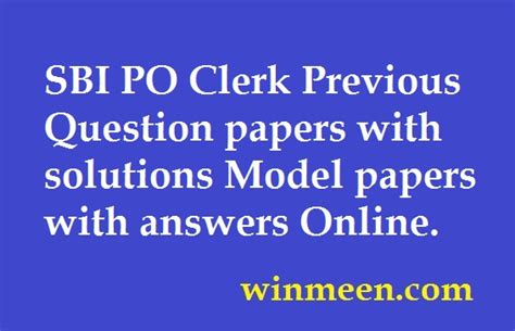 SBI PO Clerk Previous Question papers with solutions Model papers with ...