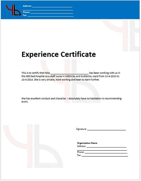 Job experience certificate format - mazsmarts