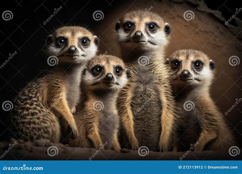 Meerkat Family Group Portrait Stock Illustration - Illustration of primate, generated: 272113912