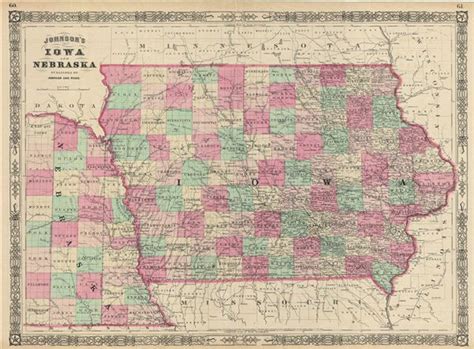 Johnson's Iowa and Nebraska.: Geographicus Rare Antique Maps