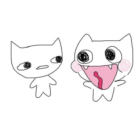 two cartoon cats with their mouths open and one has its tongue out to the side