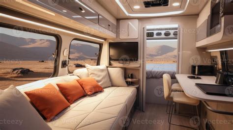 AI generated Contemporary camper van with a cozy interior and beautiful ...