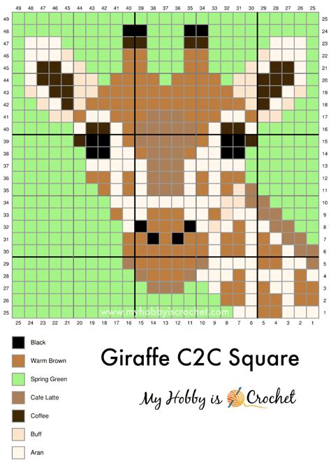 My Hobby Is Crochet: Free Crochet Pattern + Graph: Giraffe C2C Square - Wildlife Graphghan CAL ...