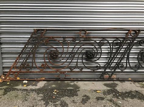 Arts and Crafts Style Decorative Cast Iron Angular Fence or Staircase Bannister For Sale at ...