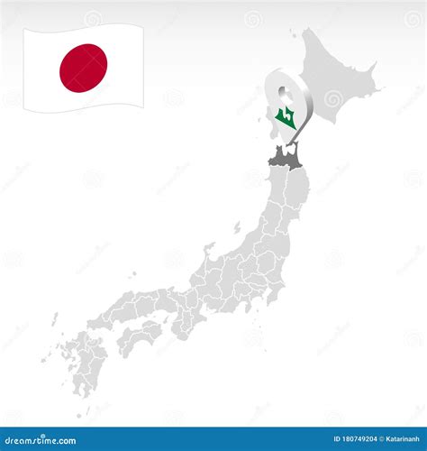 Location of Prefecture Aomori on Map Japan. 3d Aomori Location Mark ...