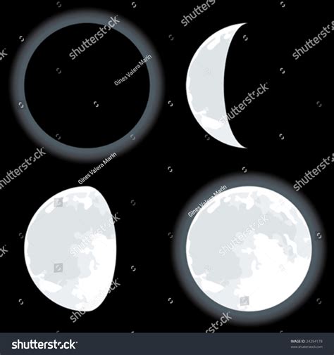 Vector Illustration Of Four Moon Phases. Only Global Colors. Cmyk. Easy Color Changes ...