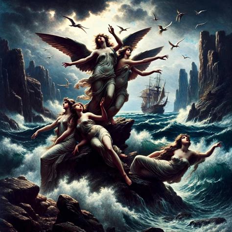 The portrayal of individuals resisting the enchanting allure of sirens in Greek mythology.