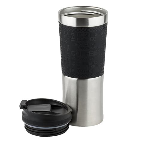 Stainless Steel Insulated Coffee Mug, One Handed Open to Drink, Double ...