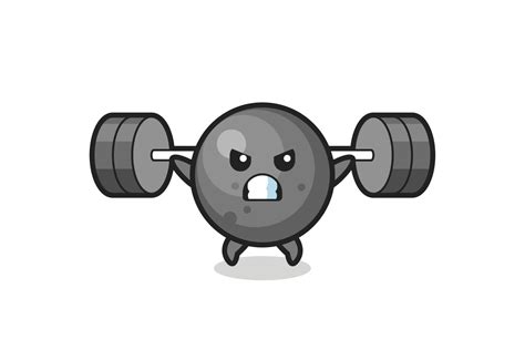 cannon ball mascot cartoon with a barbell 3270194 Vector Art at Vecteezy