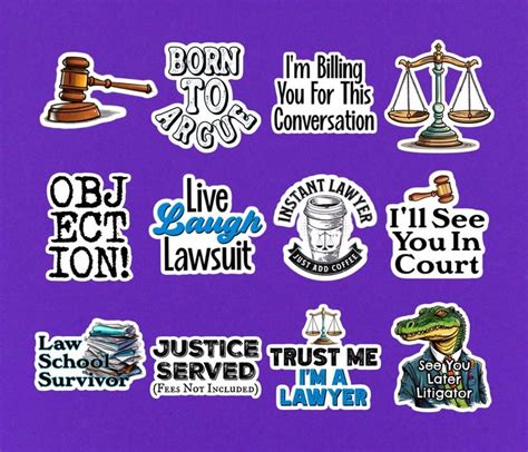 Set of 12 Funny Lawyer Stickers Assorted 2 Die Cut Sticker Pack Lawyer Gift Lawyer Sticker Pack ...