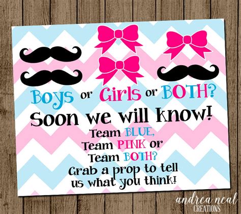 Twins Gender Reveal Sign INSTANT DOWNLOAD Printable Party | Etsy